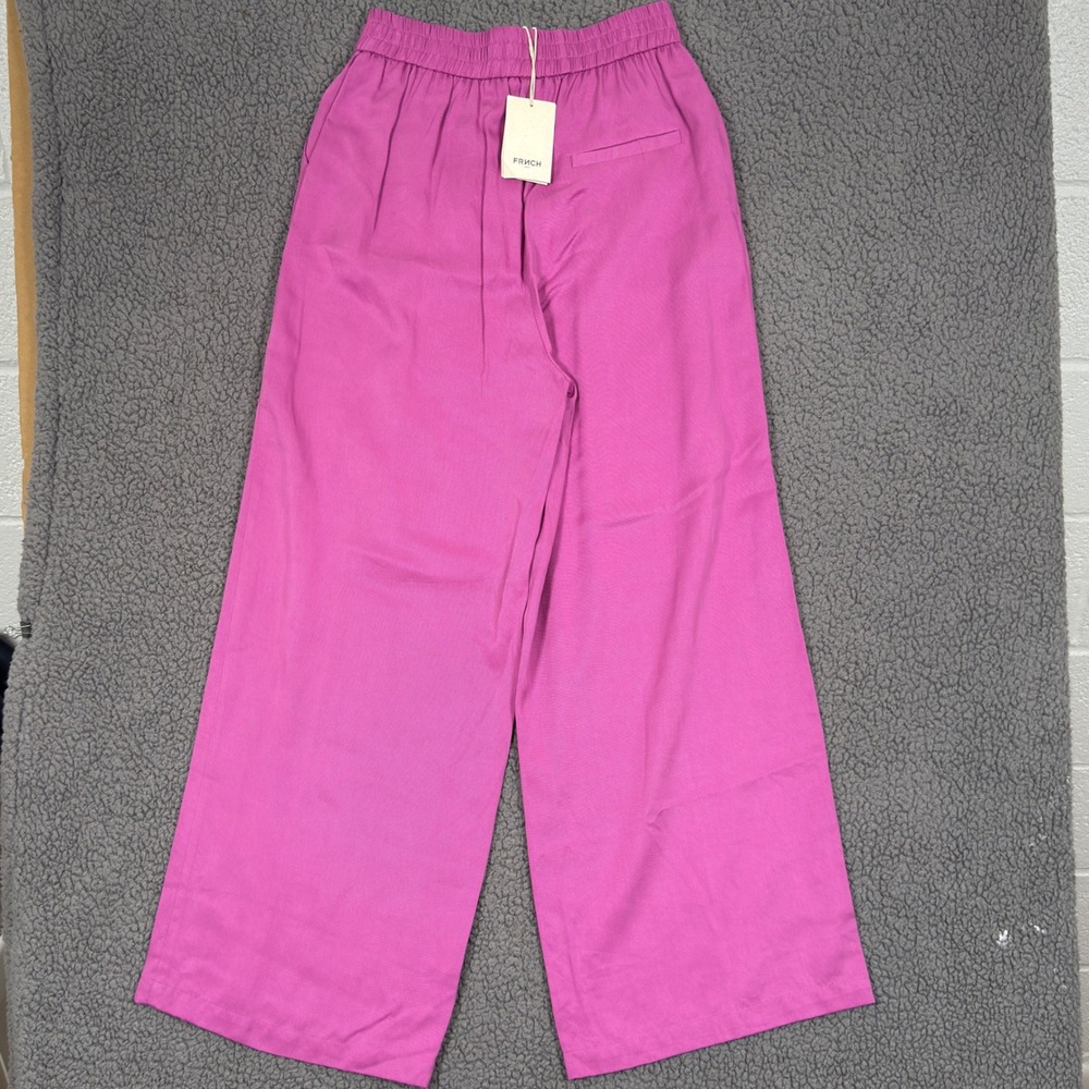 Frnch Paris Palmina Wide Leg Pants Violine Pink Viscose Elastic Waist Pull On